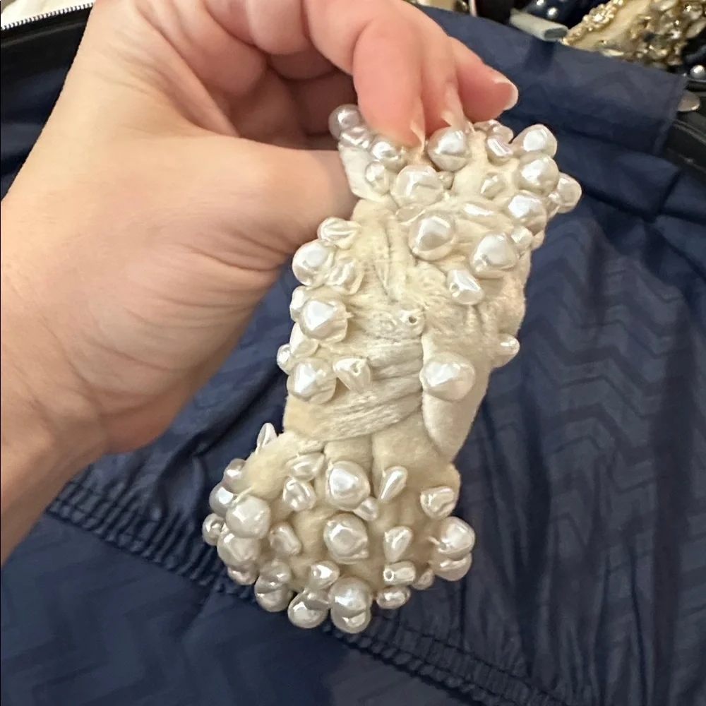 Lele Sadoughi Beige Pearl-Embellished Knotted Headband